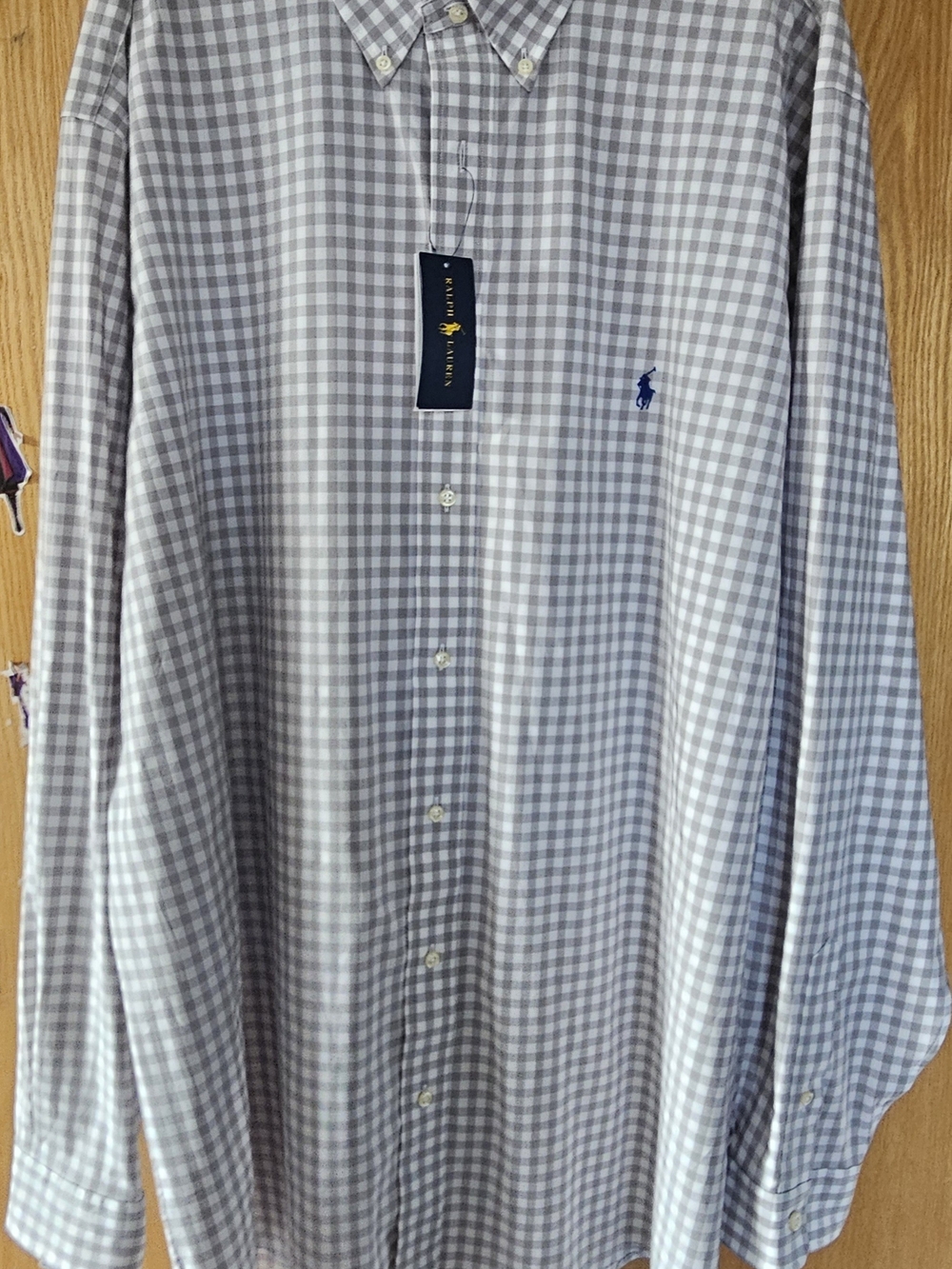 Ralph Lauren Light Blue and White Checked Button-Down Shirt